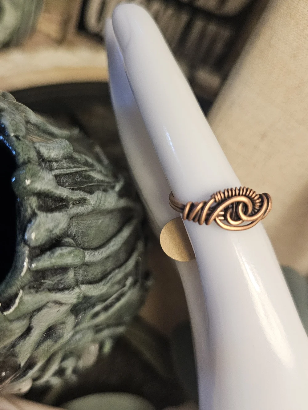 Handcrafted Copper Wire Knot Ring - Women's Copper Ring Sz 7-1/4